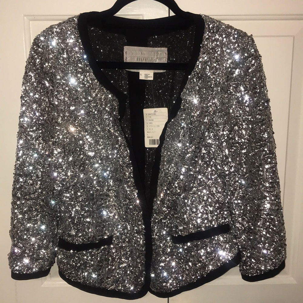 Silver and Black Sequined Jacket